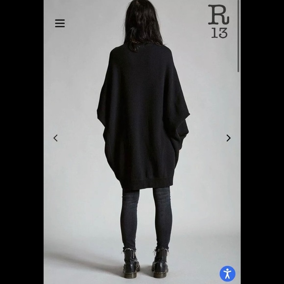 R13 Grunge Sweatshirt Dress - Washed Black. Size XS - Picture 7 of 14